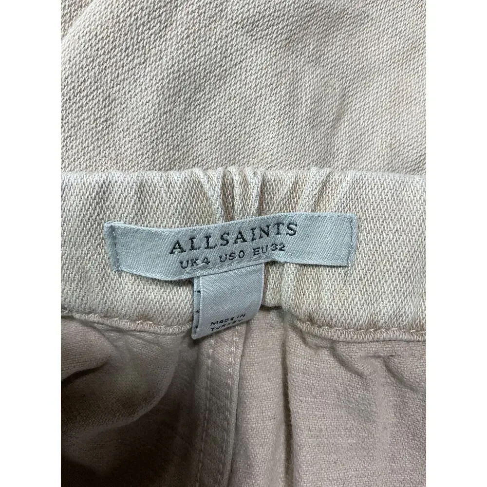 Allsaints Utility Cream Frieda Denim Cargo Pants Size 0